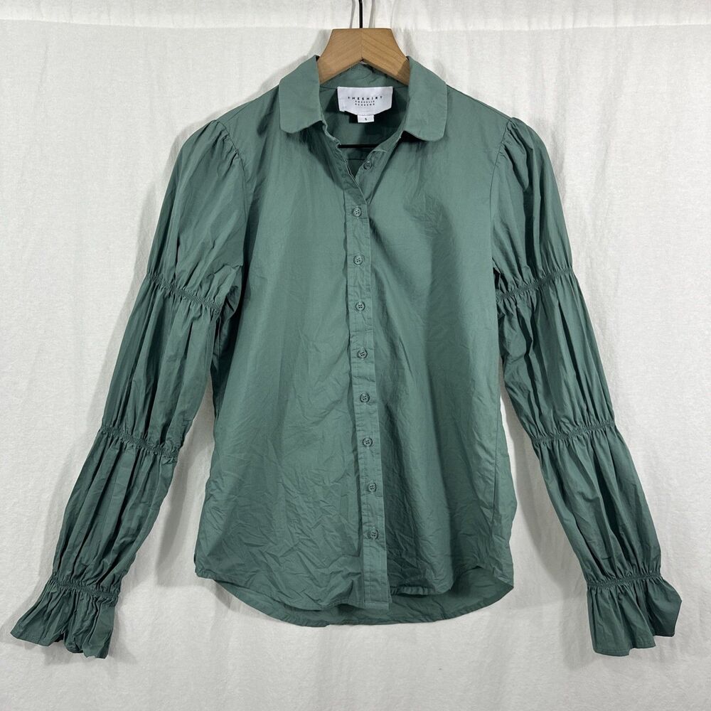 The Shirt by Rochelle Behrens  Julian Green Button Up Shirt Womens Sz S Career